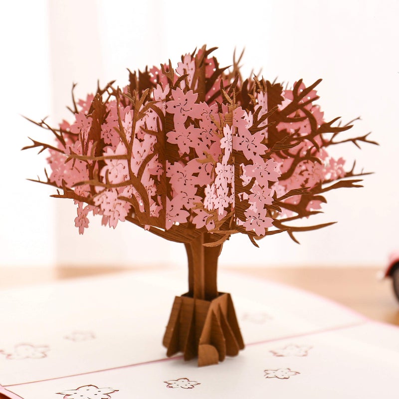Liif Cherry Blossom Pop Up Greeting Card, 3D Tree Card, Pop Up Card for all occasions, Birthday, Motherâ€™s Day, Anniversary, Get Well (Pink) - Image 1